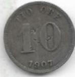10  öre  1907  Zweden. km. 774, Ophalen of Verzenden, Overige landen, Losse munt, Zilver