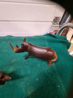 neushoorns houtsnijwerk vintage jaren 60, Verzamelen, Beelden en Beeldjes, Ophalen of Verzenden