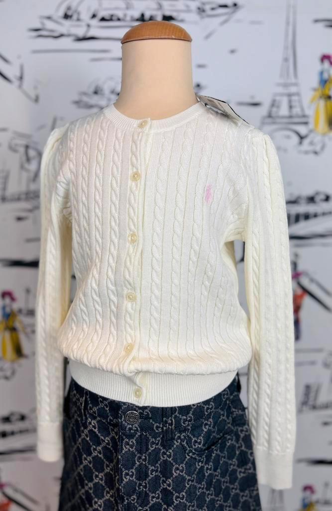 Ralph Lauren ivoor mini kabelvestje maat 6X NIEUW, Kinderen en Baby's, Kinderkleding | Maat 122, Nieuw, Meisje, Trui of Vest, Verzenden