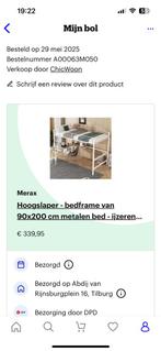 Merax hoogslaper 90x200cm metalenbed, Ophalen, 90 cm, Eenpersoons, Minder dan 160 cm