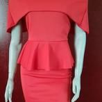 SALES! L-083 Elegante rode peplum midi jurk maat M - 38, Kleding | Dames, Nieuw, Maat 38/40 (M), Ophalen of Verzenden, Onder de knie