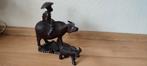 Houten beeld van man op os met kalf, Antiek en Kunst, Kunst | Beelden en Houtsnijwerken, Ophalen