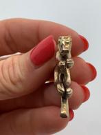 V133 Prachtige zilveren panter hanger goudkleurig, Ophalen of Verzenden, X, Goud, Dier