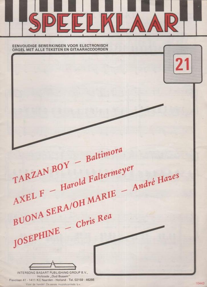 SPEELKLAAR 21, Muziek en Instrumenten, Bladmuziek, Gebruikt, Artiest of Componist, Populair, Orgel, Ophalen of Verzenden