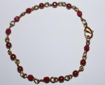 Armbandje met wijnrode bicones en bruine glaskraaltjes beschikbaar voor biedingen