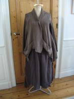 Completo Arthurio L rok vest bruin linnen elastische taille, Ophalen, Zo goed als nieuw, Bruin, Onder de knie