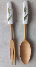 houten sla-couvert met porseleinen handvat, Ophalen of Verzenden, Huis en Inrichting