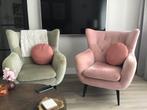 Twee wollen velours oor fauteuils, Huis en Inrichting, Fauteuils, Ophalen, 75 tot 100 cm, Zo goed als nieuw, 75 tot 100 cm