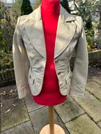 Mooie vintage leren jasje ecru, Ophalen of Verzenden, Zo goed als nieuw, Maat 36 (S), Zwart