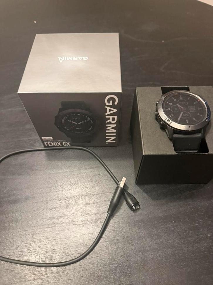Garmin Fenix 6X - Topconditie!, Sieraden, Tassen en Uiterlijk, Smartwatches, Zo goed als nieuw, Android, Zwart, Afstand, Waterdicht
