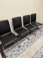 Ikea Volfgang zwarte leren stoelen 4 stuks, Huis en Inrichting, Stoelen, Ophalen, Gebruikt, Zwart, Metaal