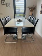 Eettafel met 6 stoelen te koop!, Ophalen of Verzenden, Gebruikt, 4 tot 6 stoelen