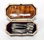 95. Tortoise doosje met zilveren lepeltjes - Victoriaans, Antiek en Kunst, Ophalen of Verzenden