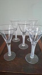 5 Wijnglazen getwiste voet, Ophalen of Verzenden, Zo goed als nieuw, Overige typen