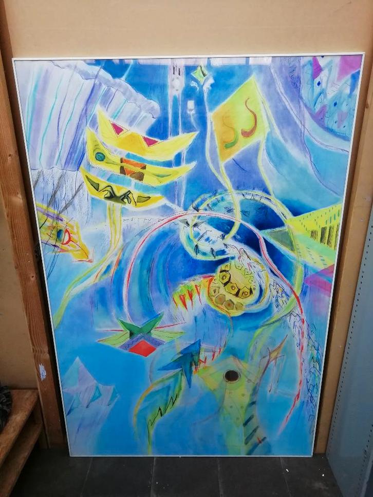 Groot kunstwerk van kunstenares Marjolijn Groustra, Antiek en Kunst, Kunst | Schilderijen | Modern, Ophalen