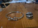 Infinity armband met een ring, Sieraden, Tassen en Uiterlijk, Ophalen of Verzenden, Zo goed als nieuw, Zilver