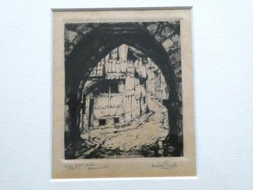 Originele ets Anton Pieck, Poortje Hildesheim 12/50 gesign. beschikbaar voor biedingen
