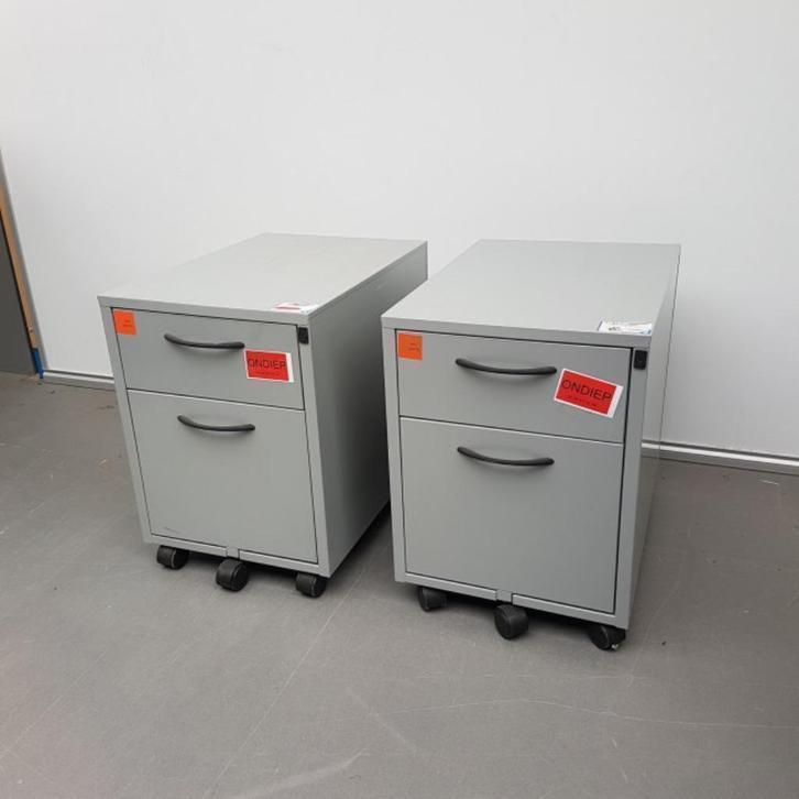 2x professionele grijze metalen ladeblokken - 58x43x60 cm, Huis en Inrichting, Kasten | Ladekasten, Gebruikt, Minder dan 100 cm