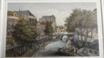 handgekleurde staalgravure Oudegracht in Utrecht bij Oudaen, Ophalen of Verzenden