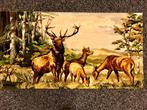 Vintage Brits acryl wand- of vloerkleed herten 69 x 130 cm, Huis en Inrichting, Stoffering | Tapijten en Kleden, Rechthoekig, Overige kleuren