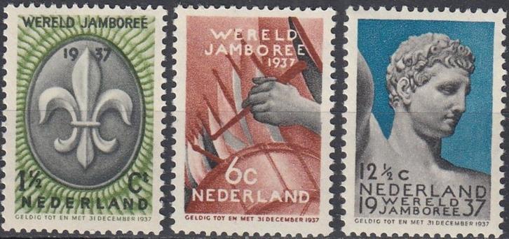 Nederland- 1937 - Wereld Jamboree- NVPH-293 t/m NVPH-295 - P, Postzegels en Munten, Postzegels | Nederland, Postfris, T/m 1940