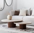 Travertin salontafel set – luxe rond design, 50 tot 75 cm, Rond, Nieuw, Ophalen of Verzenden