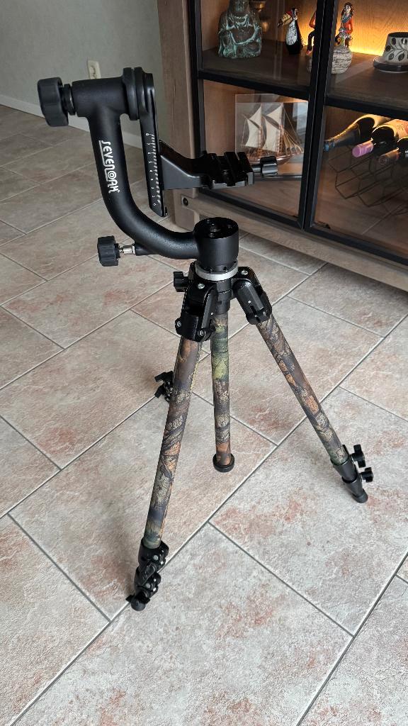 Manfrotto 144B statief + Gimbal head en tas, Audio, Tv en Foto, Fotografie | Statieven en Balhoofden, Zo goed als nieuw, Driepoot
