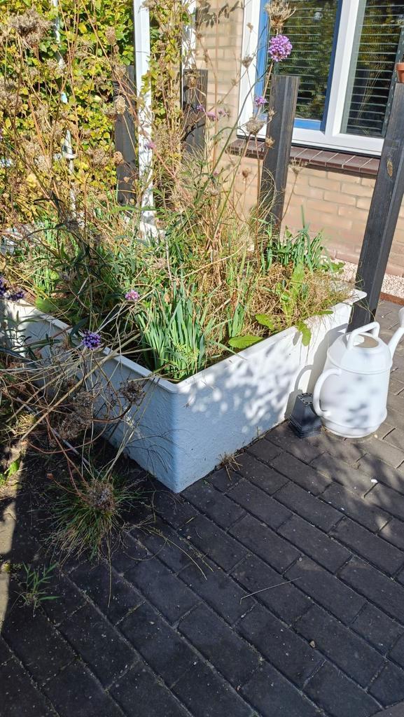 Witte polyester plantenbak, Tuin en Terras, Bloembakken en Plantenbakken, Zo goed als nieuw, Kunststof, Ophalen