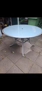 Gratis af te halen glazen tuintafel 120cm, Ophalen of Verzenden, Gebruikt, Rond