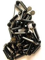 Unieke Tsjechisch zwart glas en kralen en munten ketting, Verzenden, Zo goed als nieuw