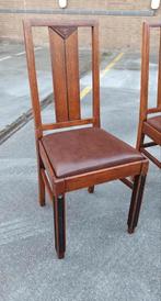 Set van 2 Art Deco Amsterdamse school eetkamerstoelen, Tweedehands, Tweedehands, Ophalen, Hout