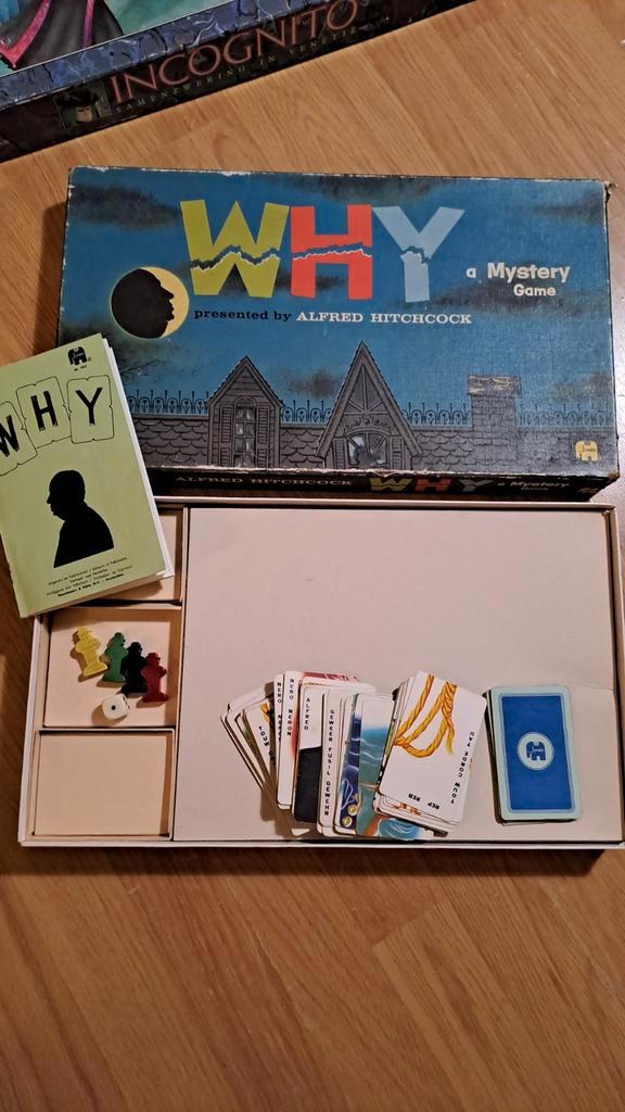 Hitchcock WHY vintage MB bordspel 1962 compleet/ gebruikt, Hobby en Vrije tijd, Gezelschapsspellen | Kaartspellen, Ophalen of Verzenden