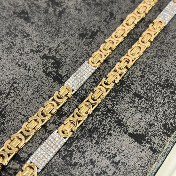 14k gouden koningsketting plat massief italy 70cm, Sieraden, Tassen en Uiterlijk, Kettingen, Zo goed als nieuw, Goud, Ophalen of Verzenden
