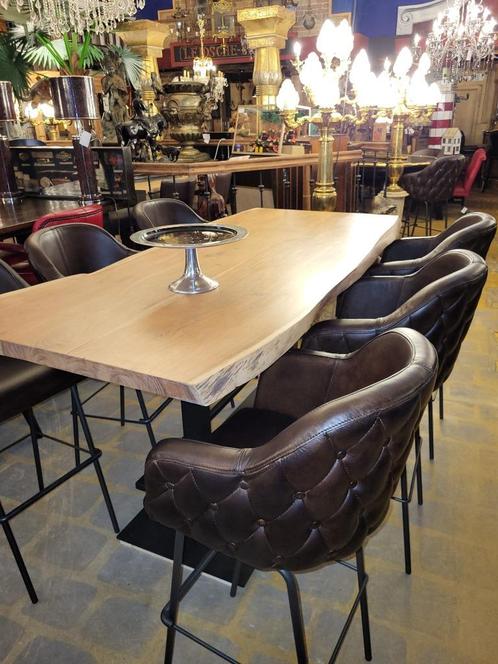 Statafel, stamtafel, mangohout/ijzeren onderstel, Huis en Inrichting, Overige Huis en Inrichting, Nieuw, Ophalen of Verzenden