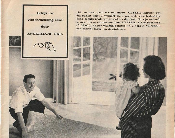 Retro reclame 1961 Krommenie viltzeil jaren 60 gezin, Verzamelen, Retro, Overige typen, Verzenden