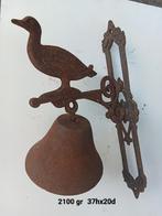 Brocante gietijzeren deurbel met een vogel als decoratief el, Ophalen of Verzenden, Gebruikt