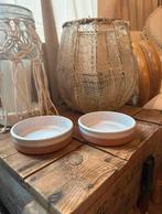 Twee tapas schaaltjes van terracotta en witte glazuur, Ophalen of Verzenden
