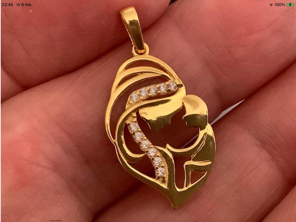 Vintage gouden Kettinghanger Moeder & kind 18 k 750, Overige voorstellingen, Verzenden, Zo goed als nieuw, Met edelsteen