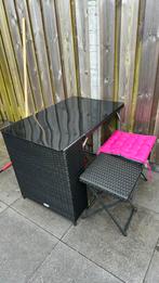 Inklapbare tafel met 4 krukken en zitkussens/ camping, Tuin en Terras, Tuinsets en Loungesets, Ophalen of Verzenden, Gebruikt