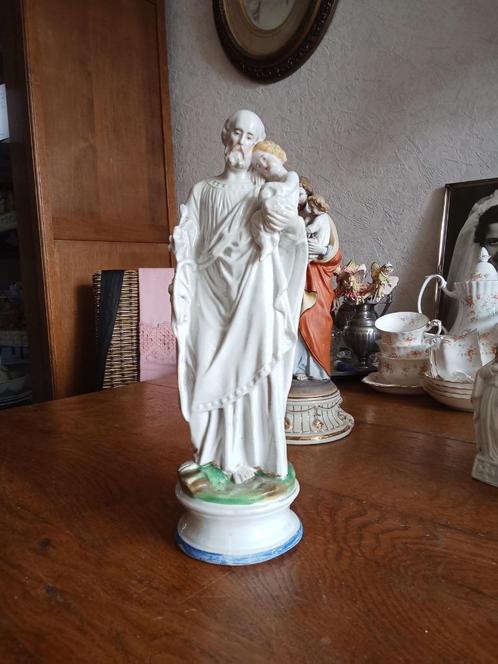 beeld andenne porselein ST Jozef met kindje jezus, Antiek en Kunst, Antiek | Religie, Ophalen of Verzenden