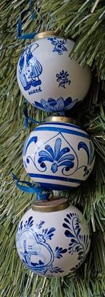 3 kerstballen Delfts blauw, Diversen, Kerst, Ophalen of Verzenden