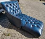 Chesterfield chaise lounge blauw leer NIEUW met certificaat!, Huis en Inrichting, Ophalen, Eenpersoons, Nieuw, Leer
