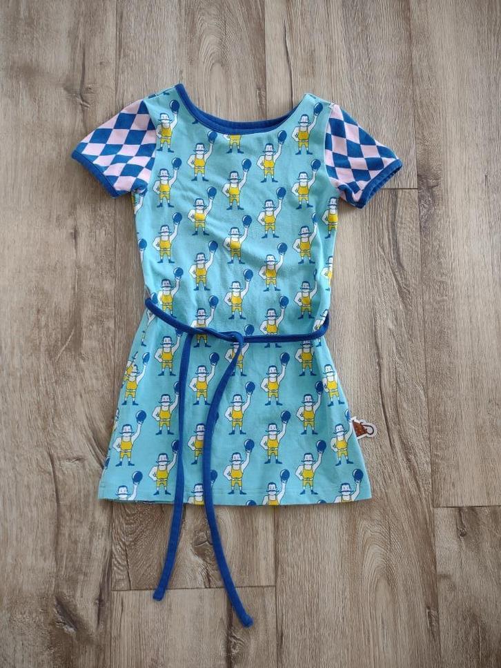 Vrolijke blauwe jurk met print van Jrkjs, maat 98/104. Jurk., Kinderen en Baby's, Kinderkleding | Maat 98, Zo goed als nieuw, Meisje