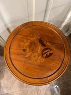 Barok Notenhouten Bijzettafel met Inlegwerk, Ophalen, Minder dan 55 cm, Gebruikt, Rond