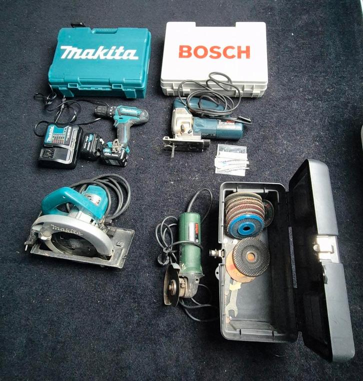 Accuboor, haakse slijper, decoupeerzaag en cirkelzaag, Doe-het-zelf en Verbouw, Gereedschap | Overige machines, Gebruikt, Ophalen of Verzenden