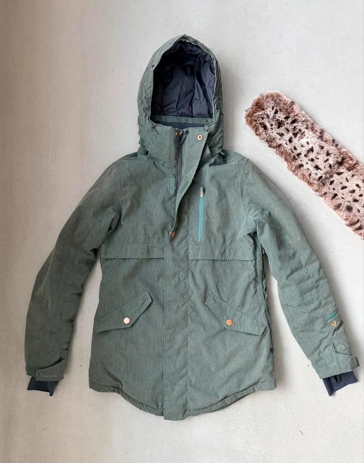 Groene ski jas dames - maat M, Kleding | Dames, Jassen | Winter, Gedragen, Maat 38/40 (M), Groen, Ophalen of Verzenden