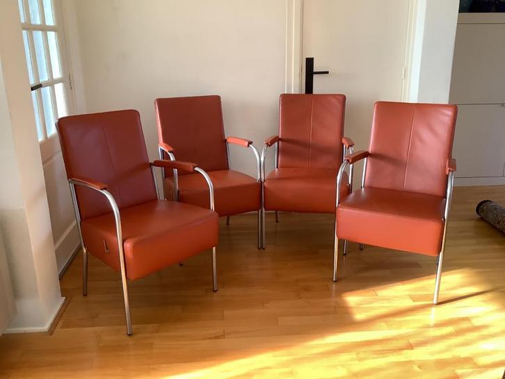 4 luxe Topform eetkamerstoelen met relax stand, Huis en Inrichting, Stoelen, Zo goed als nieuw, Vier, Leer, Ophalen