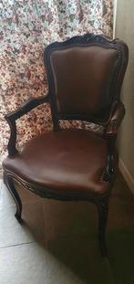 Leer stoeltje stoel fauteuil barok Queen ann goede staat., Ophalen, Zo goed als nieuw, Bruin, Eén