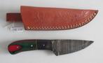 Handgesmeed Damast mes met lederen schede. FR2021., Ophalen of Verzenden, Nieuw