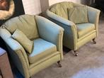 2 fauteuils stof groen op wieltjes SAMEN €150, Huis en Inrichting, 75 tot 100 cm, Ophalen of Verzenden, Zo goed als nieuw, 75 tot 100 cm